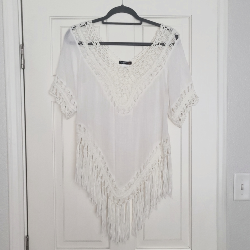 Vivid importers fringed gauze cover up size XL